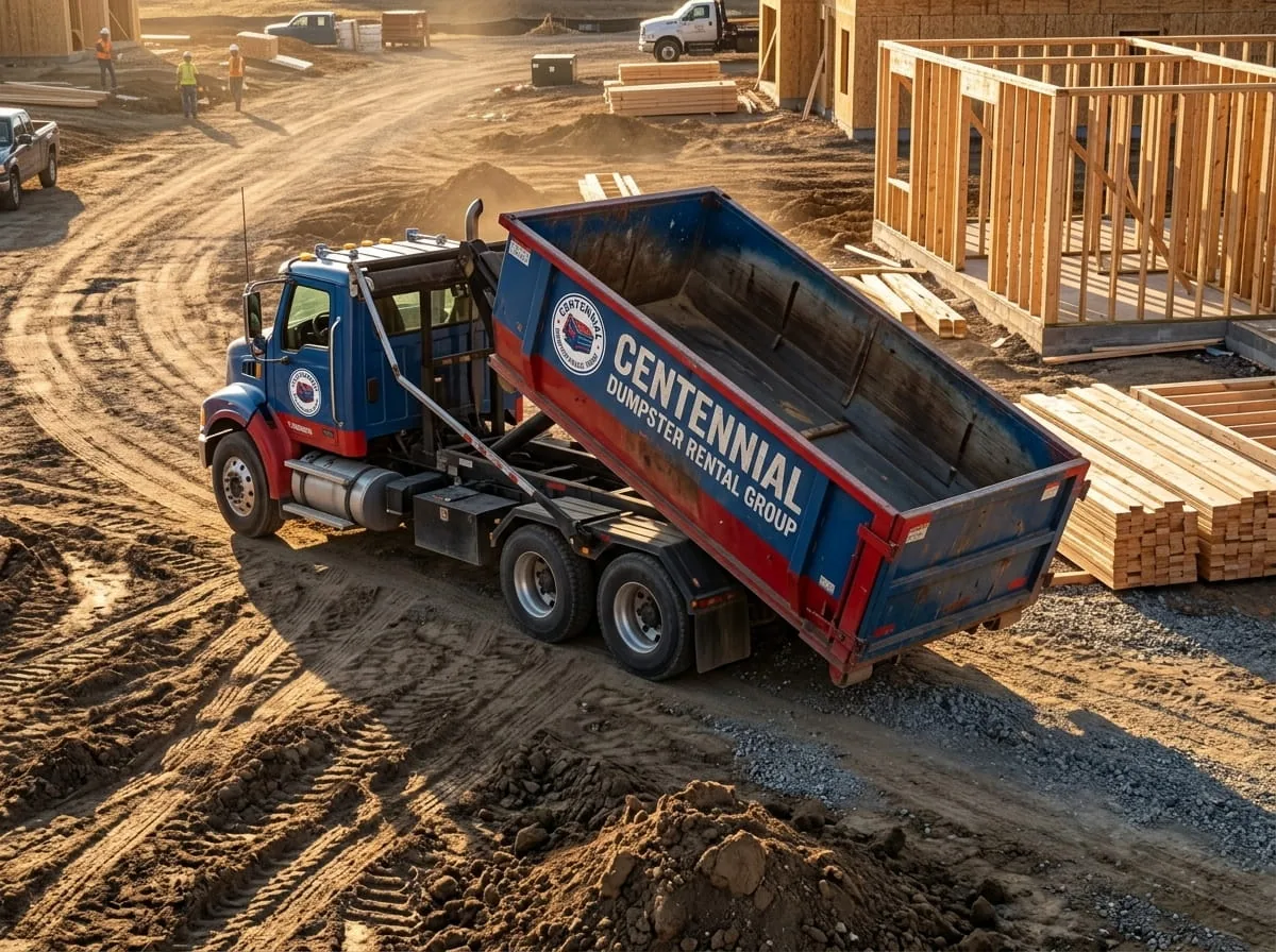 30 yard roll-off dumpster on an Centennial construction site