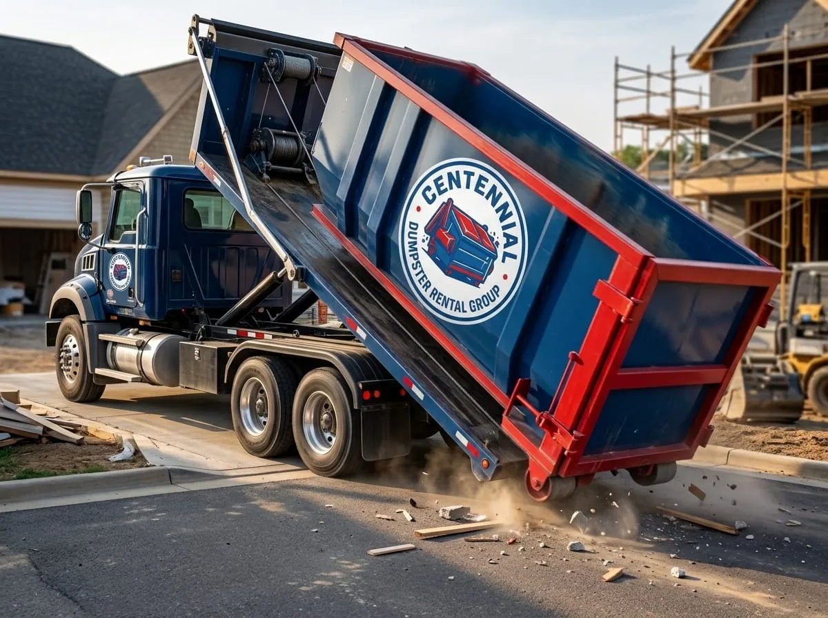 40 yard roll-off dumpster at a commercial site in Centennial